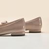 imageCParavano Womens Ballet Flats with Bowknot Round Toe Low Block Heel Shoes for Office Dressy CasualTaupe