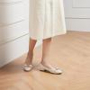 imageCParavano Womens Ballet Flats with Bowknot Round Toe Low Block Heel Shoes for Office Dressy CasualWhite