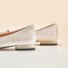imageCParavano Womens Ballet Flats with Bowknot Round Toe Low Block Heel Shoes for Office Dressy CasualWhite