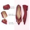 imageCParavano Womens Flats I Pointed Toe Flats for Women I Women Flat Shoes I Crystal Buckle Flats I Ballet Flats Shoes for Women I Slip on Dressy FlatsRed A12
