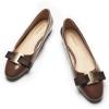 imageCParavano Womens Ballet Flats with Bowknot Round Toe Low Block Heel Shoes for Office Dressy CasualCoffee