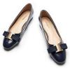 imageCParavano Womens Ballet Flats with Bowknot Round Toe Low Block Heel Shoes for Office Dressy CasualNavy
