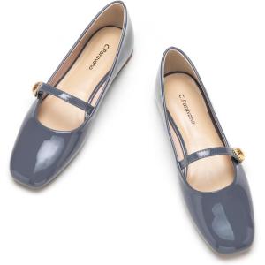 imageCParavano Mary Jane Shoes for Women  Retro Womens Flats  Comfort Square Toe Dressy Flats  Casual Walking Shoes for Wedding Work OfficeGreyd