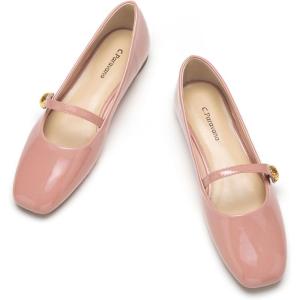 imageCParavano Mary Jane Shoes for Women  Retro Womens Flats  Comfort Square Toe Dressy Flats  Casual Walking Shoes for Wedding Work OfficePinkd