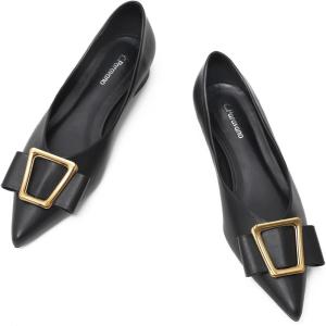 imageCParavano Womens Flats I Pointed Toe Flats for Women I Women Flat Shoes I Crystal Buckle Flats I Ballet Flats Shoes for Women I Slip on Dressy FlatsBlack A12