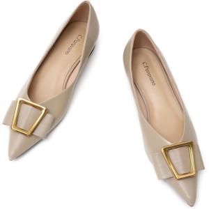 imageCParavano Womens Flats I Pointed Toe Flats for Women I Women Flat Shoes I Crystal Buckle Flats I Ballet Flats Shoes for Women I Slip on Dressy FlatsGrey A12