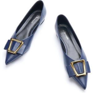 imageCParavano Womens Flats I Pointed Toe Flats for Women I Women Flat Shoes I Crystal Buckle Flats I Ballet Flats Shoes for Women I Slip on Dressy FlatsNavy A12