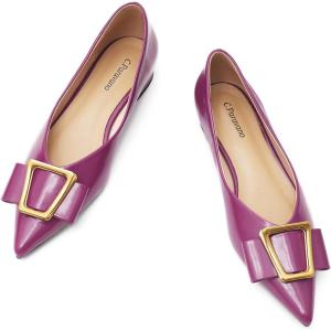 imageCParavano Womens Flats I Pointed Toe Flats for Women I Women Flat Shoes I Crystal Buckle Flats I Ballet Flats Shoes for Women I Slip on Dressy FlatsPurple A12