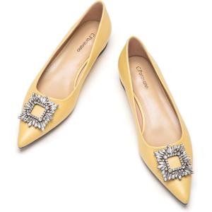 imageCParavano Womens Flats I Slip on Ballet Flats I Pointed Toe Flats for Women I Two Tone Flats I Leather Flats Shoes Women I Womens Designer FlatsYellowa6
