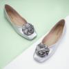 imageCParavano Ballet Flats for Women  Womens Flats Shoes  Square Toe Flats Womens Flats  Slip On Dress Shoes  Flower ShoesSilver
