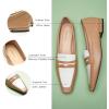 imageCParavano Penny Loafers for Women CrocodileEmbossed Slipons Comfortable Dressy Formal Dress Square Toe Flats Loafer Shoes for Business Casual WearBbeige