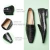 imageCParavano Penny Loafers for Women CrocodileEmbossed Slipons Comfortable Dressy Formal Dress Square Toe Flats Loafer Shoes for Business Casual WearCblack