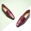 imageCParavano Penny Loafers for Women CrocodileEmbossed Slipons Comfortable Dressy Formal Dress Square Toe Flats Loafer Shoes for Business Casual WearCburgundy