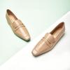 imageCParavano Penny Loafers for Women CrocodileEmbossed Slipons Comfortable Dressy Formal Dress Square Toe Flats Loafer Shoes for Business Casual WearCcamel