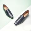 imageCParavano Penny Loafers for Women CrocodileEmbossed Slipons Comfortable Dressy Formal Dress Square Toe Flats Loafer Shoes for Business Casual WearCnavy