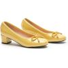 imageCParavano Womens Classic Bow Ballet Pumps Chunky Block Heel ampamp Round Toe for Business Casual Work ampamp Everyday ComfortYellow
