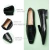 imageCParavano Womens Flat Loafers Slipon Penny Loafers for Formal ampamp Casual Wear Square Toe Comfort Flats for OfficeL1black