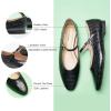 imageCParavano Womens Mary Jane Flats  Almond Toe Flats for Women  Leather Ballet Flats with Strap  Fashion Comfortable Work ampamp Casual Shoes for Daily WearWalkingCroc Black