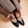 imageCParavano Womens Mary Jane Flats  Almond Toe Flats for Women  Leather Ballet Flats with Strap  Fashion Comfortable Work ampamp Casual Shoes for Daily WearWalkingCroc Black