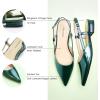 imageCParavano Womens Slingback Flats Pointed Toe Slingback Flats for Women Slingback Sandals Adjustable Ankle Strap ShoesGreen Flats