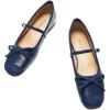imageC Paravano Womens Mary Jane Flats  Square Toe Bowknot Ballet Flats with Adjustable Strap Comfortable Flats for Women Office Work Casual Walking and Dressy OccasionsNavy