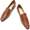 imageCParavano Womens Flat Loafers Slipon Penny Loafers for Formal ampamp Casual Wear Square Toe Comfort Flats for OfficeL1brown