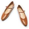 imageCParavano Womens Mary Jane Flats  Almond Toe Flats for Women  Leather Ballet Flats with Strap  Fashion Comfortable Work ampamp Casual Shoes for Daily WearWalkingBrown