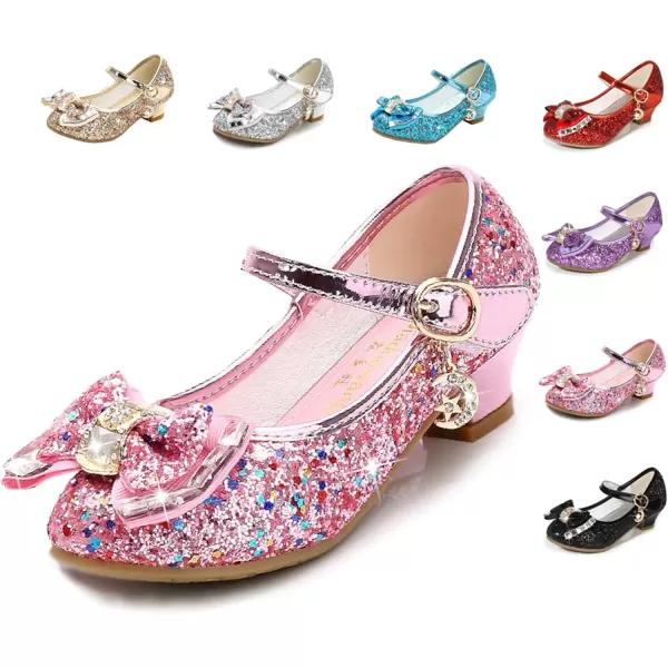 Cadidi Dinos Girls Dress Shoes Wedding Party Heel Mary Jane Princess Flower Shoes 