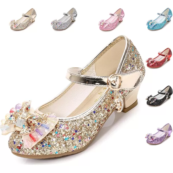 Cadidi Dinos Girls Dress Shoes Wedding Party Heel Mary Jane Princess Flower Shoes 