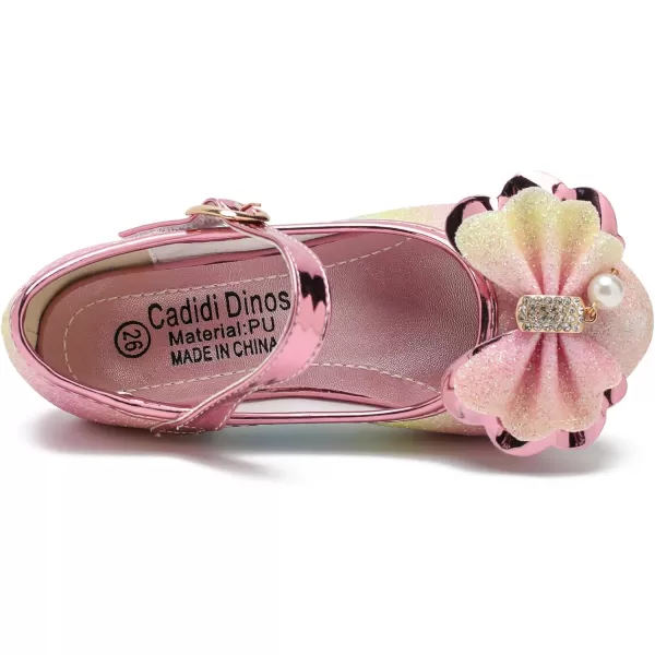 Cadidi Dinos Girls Dress Shoes Wedding Party Heel Mary Jane Princess Flower Shoes 