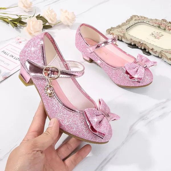 Cadidi Dinos Girls Dress Shoes Wedding Party Heel Mary Jane Princess Flower Shoes 