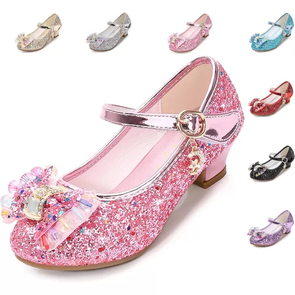 Cadidi Dinos Girls Dress Shoes Wedding Party Heel Mary Jane Princess Flower Shoes 