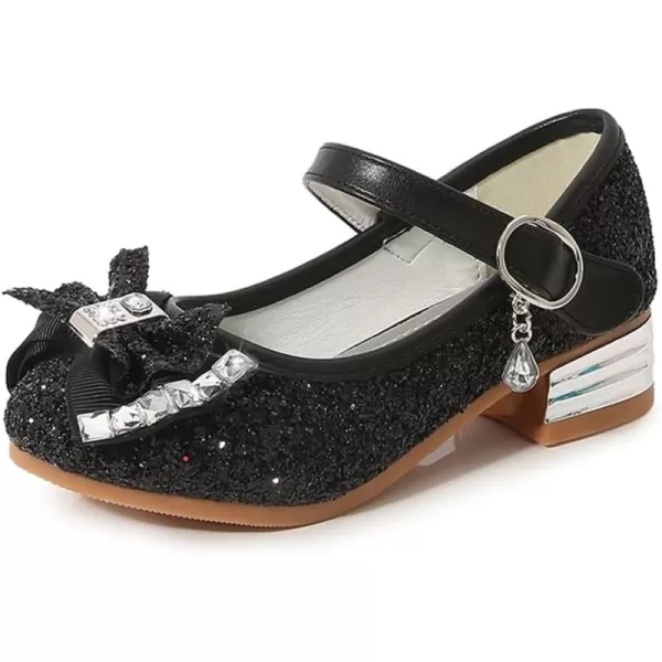 Cadidi Dinos Girls Dress Shoes Wedding Party Princess Glitter Black Shoes  9 M US Toddler