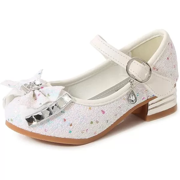Cadidi Dinos Girls Dress Shoes Wedding Party Princess Glitter White Shoes  9 M US Toddler
