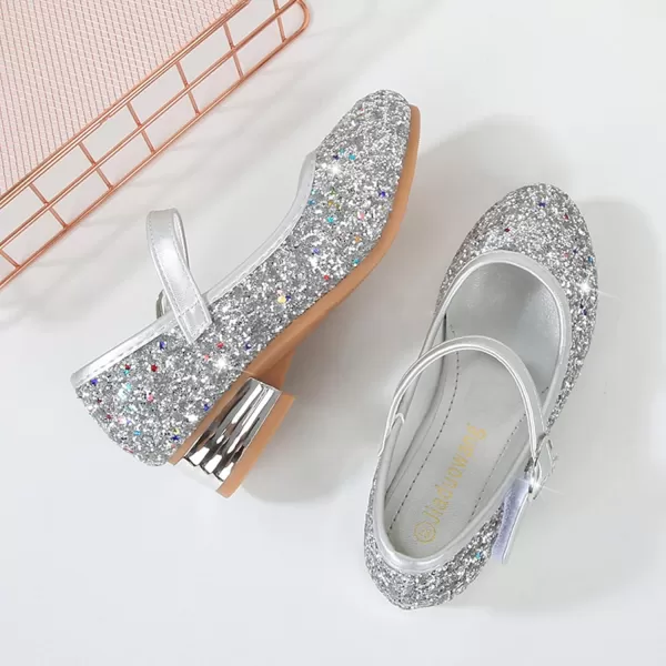 Cadidi Dinos Girls Dress Shoes Party Princess Glitter Silver Shoes  9 M US Toddler