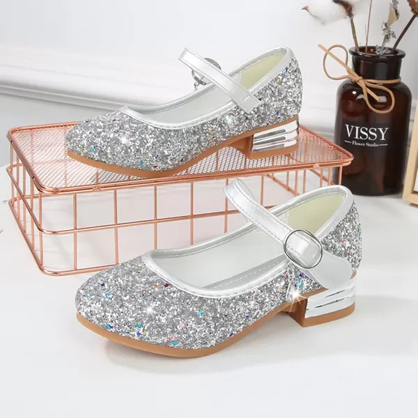 Cadidi Dinos Girls Dress Shoes Party Princess Glitter Silver Shoes  9 M US Toddler
