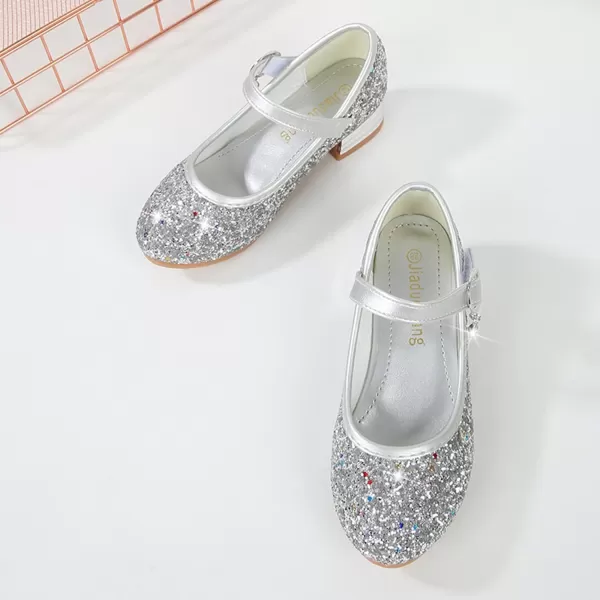 Cadidi Dinos Girls Dress Shoes Party Princess Glitter Silver Shoes  9 M US Toddler