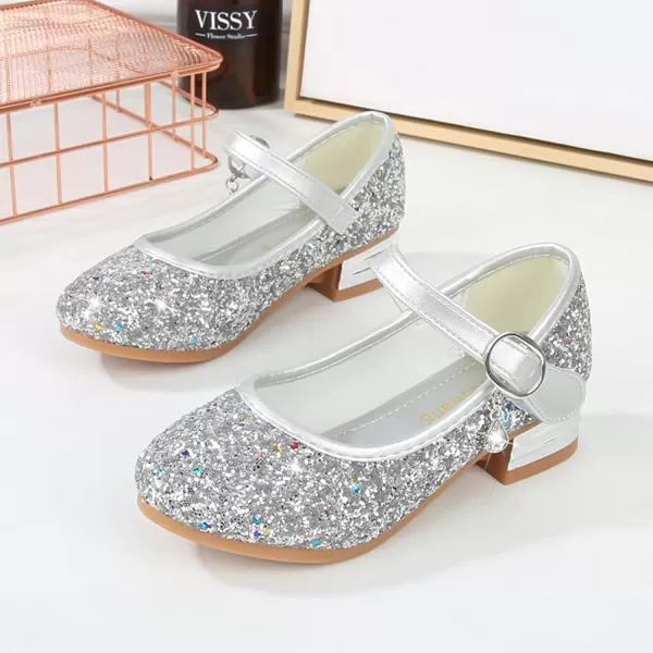 Cadidi Dinos Girls Dress Shoes Party Princess Glitter Silver Shoes  9 M US Toddler