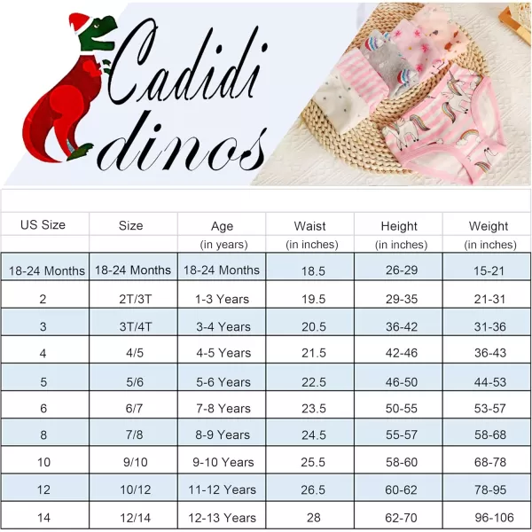 Cadidi Dinos Little Girls' Soft Cotton Underwear Kids Cool Breathable Comfort Panty Briefs Toddler Undies