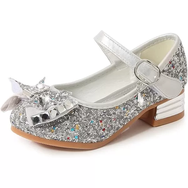 Cadidi Dinos Girls Dress Shoes Wedding Party Princess Glitter Silver Shoes  9 M US Toddler
