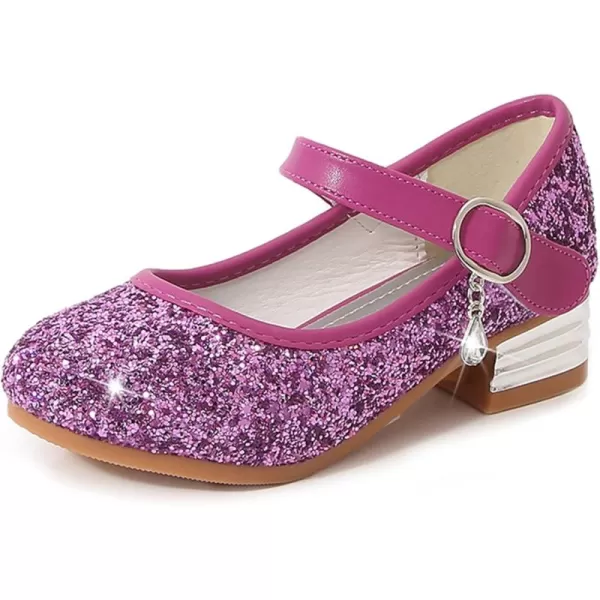 Girls Dress Shoes Party Princess Glitter purple Shoes  9 M US Toddler