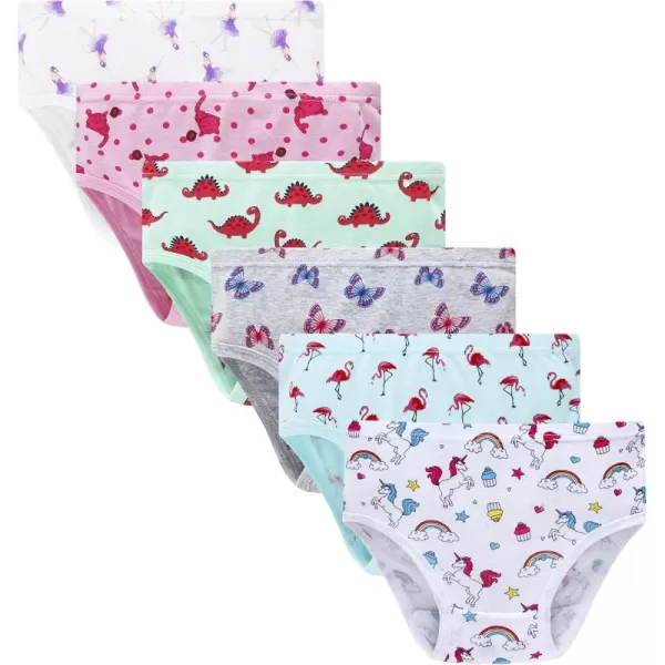 Cadidi Dinos 100% Cotton Toddler Soft Cotton Panties Little Girls' Undies Assorted Underwear  Size 4T