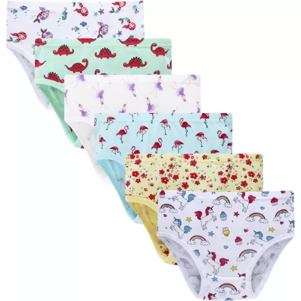 Cadidi Dinos Girls' 100% Cotton Panties Little Girls Soft Underwears Kids Briefs  Size 4 5