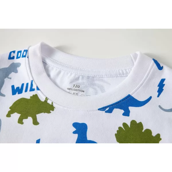 imageCadidi Dinos Kids Long Sleeve Boys Printed Tee Shirts Cotton Casual Crewneck Girls TShirts2 Packdinosaur
