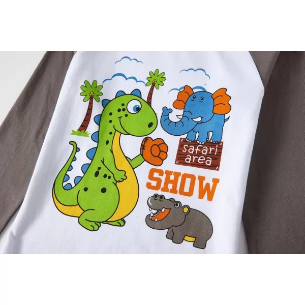 imageCadidi Dinos Kids Long Sleeve Boys Printed Tee Shirts Cotton Casual Crewneck Girls TShirts2 Packdinosaur