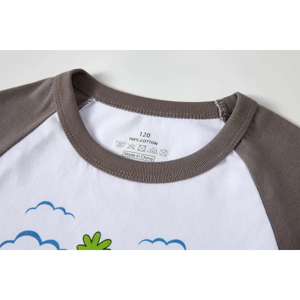imageCadidi Dinos Kids Long Sleeve Boys Printed Tee Shirts Cotton Casual Crewneck Girls TShirts2 Packdinosaur