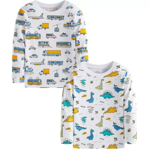 imageCadidi Dinos Kids Long Sleeve Boys Printed Tee Shirts Cotton Casual Crewneck Girls TShirts2 PackaircraftDino
