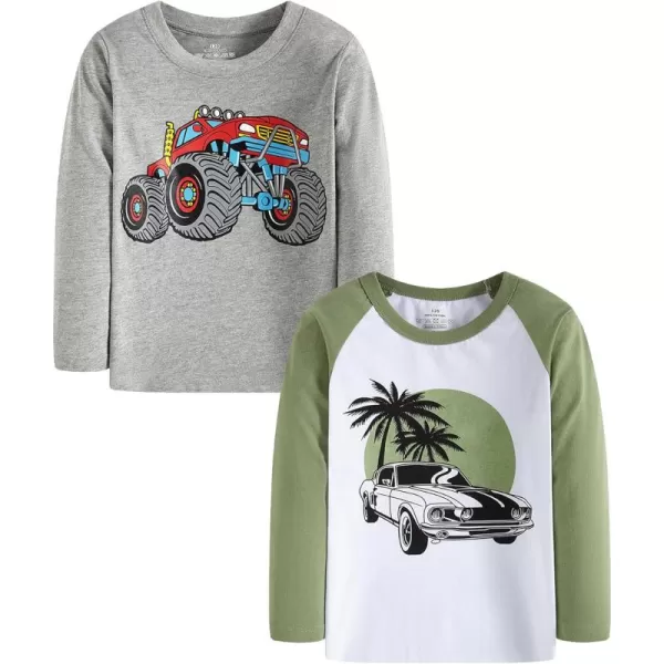 imageCadidi Dinos Kids Long Sleeve Boys Printed Tee Shirts Cotton Casual Crewneck Girls TShirts2 Packtruck