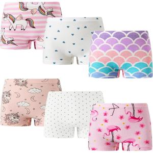 imageCadidi Dinos Soft Cotton Girls Panties Boyshort Little Girls Underwear Toddler UndiesStarsAnimal PrintMermaids
