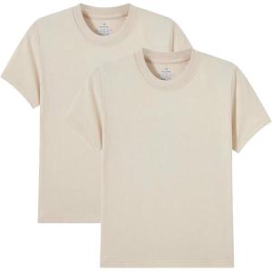 imageCadidi Dinos Boys Cotton Short Shirt Sleeve Crewneck Kids TShirts Top Girls TeeApricot